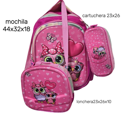 moda cool (16) Mochila C/LUZ Set 3 Piezas Cartuchera Y Lunchera Termica