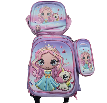 moda cool (21) Mochila Carrito Set 3 Piezas Cartuchera Y Lunchera Termica