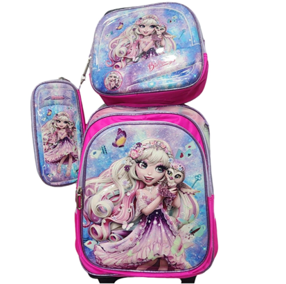 moda cool (22) Mochila Carrito Set 3 Piezas Cartuchera Y Lunchera Termica