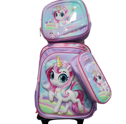 moda cool (24) Mochila Carrito Set 3 Piezas Cartuchera Y Lunchera Termica