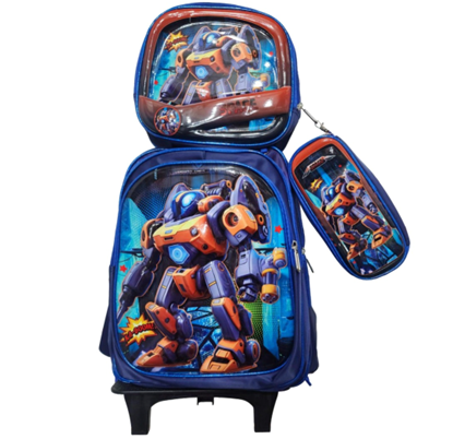 moda cool (27) Mochila Carrito Set 3 Piezas Cartuchera Y Lunchera Termica
