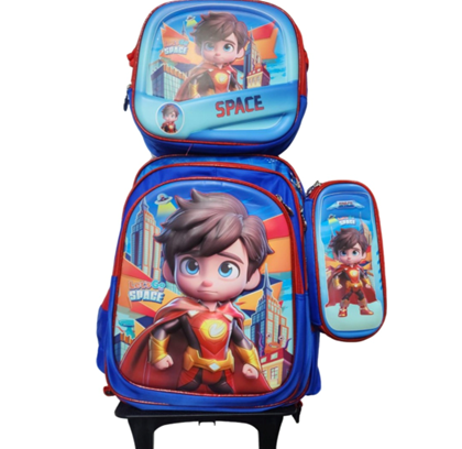 moda cool (30) Mochila Carrito Set 3 Piezas Cartuchera Y Lunchera Termica
