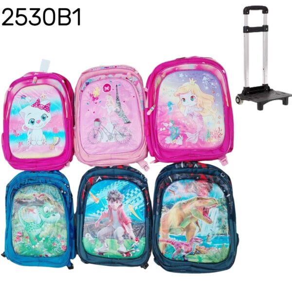 MOCHILA GRANDE 3 PIEZAS CON CARRITO