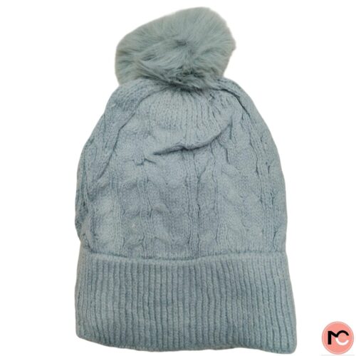 MODA COOL (3) GORRO CON PIEL POMPOM